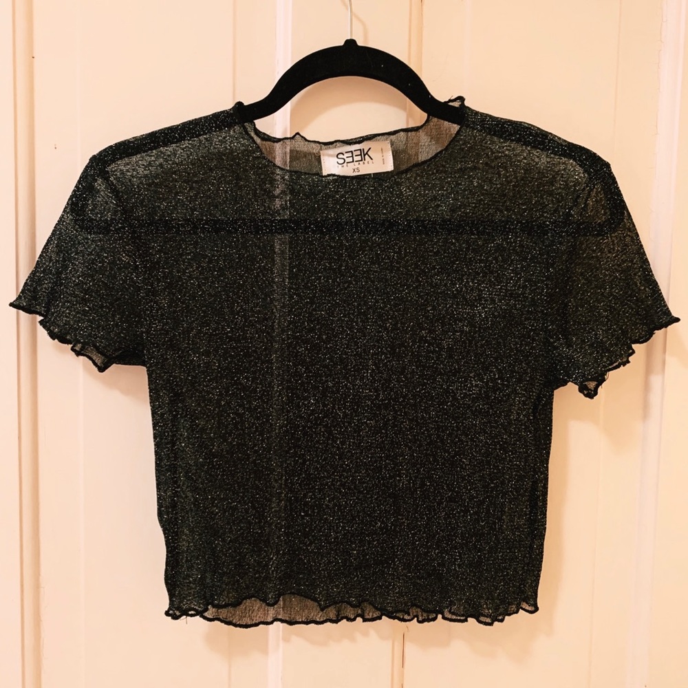 LF Seek the Label mesh sparkly top